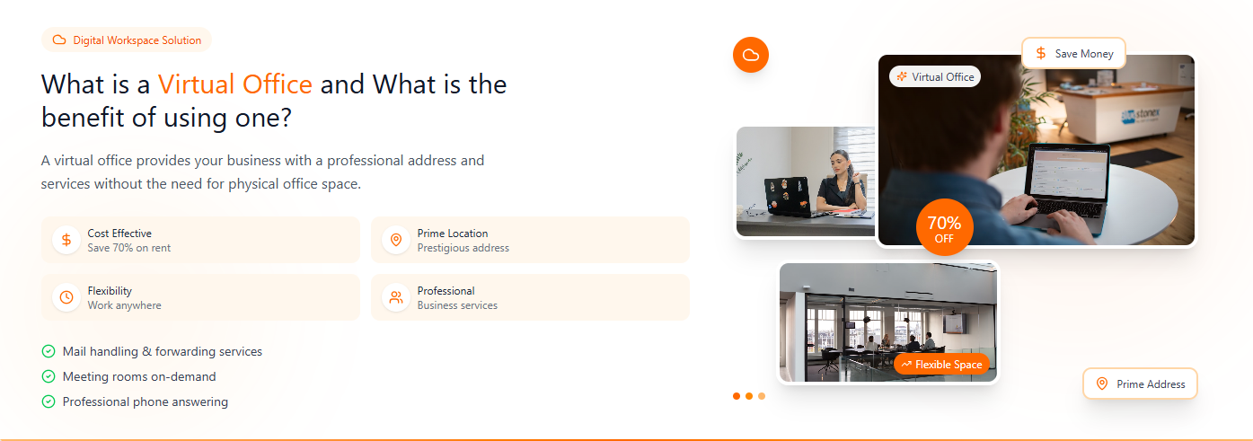 What is a virtual office and what is the benefit of using one